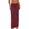 image:imageMakeMeChic Womens Crochet Cover Up Long Skirt 3D Floral Split Hollow Out Beach Summer SwimwearMaroon