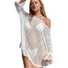 image:imageMakeMeChic Womens Crochet Cover Up Sexy Hollow Out Swim Knit Cover Up Summer Beach DressWhite
