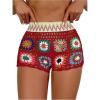 image:imageMakeMeChic Womens Crochet Swim Cover Up Shorts Sheer Hollow Out Summer Shorts Beach Vacation OutfitsRed