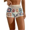 image:imageMakeMeChic Womens Crochet Swim Cover Up Shorts Sheer Hollow Out Summer Shorts Beach Vacation OutfitsWhite