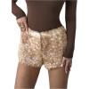 image:imageMakeMeChic Womens Deer Print Fuzzy Micro Shorts Straight Leg Y2K Faux Fur Mini ShortsKhaki