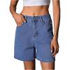 image:imageMakeMeChic Womens Denim Shorts Straight Leg Y2k Bermuda Jean Shorts with PocketsBlue