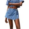 image:imageMakeMeChic Womens Denim Shorts Wrap Mini Skirt Skort Low Waist Jorts Jean ShortsMedium Wash