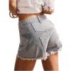 image:imageMakeMeChic Womens Denim Shorts with Star Pattern High Waist Raw Hem Jean ShortsGrey