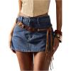 image:imageMakeMeChic Womens Denim Skort High Waist Y2k Jean Shorts Mini Skirt with PocketBlue