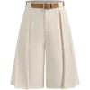 image:imageMakeMeChic Womens Elegant Dressy Shorts Pleated Wide Leg High Waisted ShortsApricot