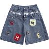 image:imageMakeMeChic Womens Embroidery Denim Shorts Low Waist Wide Leg Y2k Jean Bermuda ShortsBlue