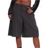 image:imageMakeMeChic Womens Fall Y2K Striped Shorts Knee Length Zip Fly Low Rise ShortsBlack and White