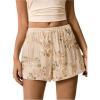 image:imageMakeMeChic Womens Floral Sequin Shorts Elastic Waist Embroidery Straight Leg Summer ShortsGold