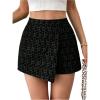 image:imageMakeMeChic Womens Floral Shorts Wrap Elastic High Waist Business Work ShortsBlack