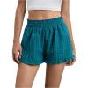 image:imageMakeMeChic Womens Gingham Ruffle Lounge Shorts Elastic High Waist Pajamas Boxer ShortsGreen P