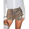 image:imageMakeMeChic Womens Glitter Sequin Straight Leg Shorts Elastic Waisted Y2K Party Mini ShortsGold