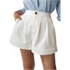 image:imageMakeMeChic Womens High Waist Wide Leg Shorts Dressy Shorts Work BusinessWhite