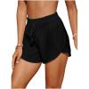 image:imageMakeMeChic Womens High Waisted Beach Cover Up Shorts Mesh Sheer Casual Loose Fit Linen ShortsBlack