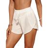 image:imageMakeMeChic Womens High Waisted Beach Cover Up Shorts Mesh Sheer Casual Loose Fit Linen ShortsWhite