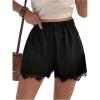 image:imageMakeMeChic Womens Lace Shorts Contrast Elastic High Waist Wide Leg ShortsBlack
