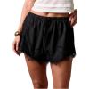 image:imageMakeMeChic Womens Lace Striped Mini Shorts Drawstring Waist Y2K Micro ShortsBlack