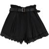 image:imageMakeMeChic Womens Lace Trim Belted Mini Shorts Pleated Ruffle High Waisted Y2K ShortsBlack