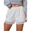 image:imageMakeMeChic Womens Lace Trim Mini Shorts Elastic Waist Low Rise Straight Leg Lounge ShortsWhite