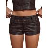 image:imageMakeMeChic Womens PU Leather Micro Mini Shorts Low Waisted Zip Fly Y2K Cowboy Chic OutfitsCoffee Brown