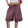 image:imageMakeMeChic Womens Plaid Wide Leg Bermuda Shorts Elastic Waist Drawstring Ruffle ShortsMulticolor