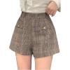 image:imageMakeMeChic Womens Plaid Wide Leg Short Zipper Back Button Front Y2K ShortsBrown