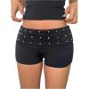 image:imageMakeMeChic Womens Rivet Studded Micro Shorts Elastic Low Waisted Punk Y2K Fall Mini ShortsBlack