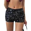 image:imageMakeMeChic Womens Sequin Sparkly Micro Shorts Glitter Low Waist Rave Party Booty ShortsBlack