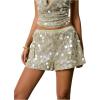 image:imageMakeMeChic Womens Sequin Wide Leg Shorts Sparkly Elastic Waist Summer ShortsGreen
