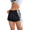 image:imageMakeMeChic Womens Striped Elastic Waist Shorts Bow Side Straight Leg Track ShortsBlack