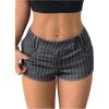 image:imageMakeMeChic Womens Striped Mini Micro Shorts Low Waist Skinny Y2k Party Hot PantsDark Grey