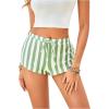 image:imageMakeMeChic Womens Striped Mini Shorts Drawstring Waist Wide Leg Summer ShortsWhite and Green