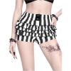 image:imageMakeMeChic Womens Striped Ruffle Micro Shorts High Waist Tiered Y2k Gothic Bloomer ShortsBlack and White