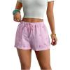 image:imageMakeMeChic Womens Striped Shorts Bow Elastic Waist Tie Front Drawstring Y2k Lounge ShortsPink