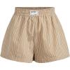 image:imageMakeMeChic Womens Striped Track Shorts Elastic High Waist Straight Leg ShortsKhaki