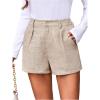 image:imageMakeMeChic Womens Summer Dressy Casual Shorts Plaid Elastic High Waisted Tailored Shorts Work Wide Leg Mini ShortsApricot