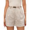 image:imageMakeMeChic Womens Summer Dressy Casual Shorts Plaid Elastic High Waisted Tailored Shorts Work Wide Leg Mini ShortsApricot Embroidery