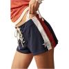 image:imageMakeMeChic Womens Summer Lace Up Color Block Mini Shorts Tie Front Wide Leg Street ShortsBlue White Red