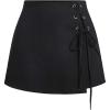 image:imageMakeMeChic Womens Summer Punk Y2K Lace Up Mini Shorts Wide Leg Wrap Zip Up Micro ShortsBlack