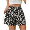 image:imageMakeMeChic Womens Summer Shorts Casual Daisy Floral Wide Leg High Waist Petite Mini ShortsBlack