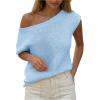 image:imageMakeMeChic Womens Summer Swimsuit Coverup Off The Shoulder Tops Knit Vacation Beach Cover UpsBlue