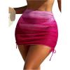 image:imageMakeMeChic Womens Swimsuit Cover Up Drawstring Ruched Mini Skirt Bathing Suit CoverupsHot Pink