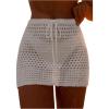 image:imageMakeMeChic Womens Swimsuit Cover Up Drawstring Ruched Mini Skirt Bathing Suit CoverupsWhite