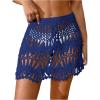 image:imageMakeMeChic Womens Swimsuit Coverup Crochet Skirt Tie Waist Bathing Suit Knit Beach Mini Skirt for VacationRoyal Blue