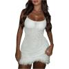 image:imageMakeMeChic Womens Swimsuit Dress Coverup Crochet Glitter Hollow Out Fringe Beach Dress Cover UpsWhite