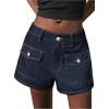 image:imageMakeMeChic Womens Wide Leg Jean Shorts Low Waist Vintage Denim Shorts with PocketDark Wash