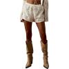 image:imageMakeMeChic Womens Wide Leg Shorts Drawstring Low Waist Jacquard Boho ShortsWhite
