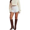 image:imageMakeMeChic Womens Y2k Ruffle Lace Layered Mirco Shorts Elastic Waist Mini ShortsWhite