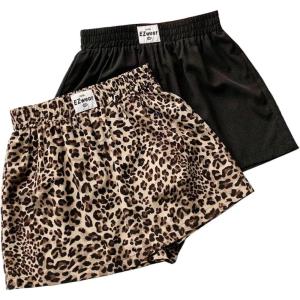 image:imageMakeMeChic Womens 2 Pack Mini Shorts Cheetah Print Elastic Waist Wide Leg Loose Fit Micro ShortsMulticolor
