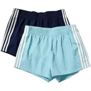 image:imageMakeMeChic Womens 2 Pack Striped Running Shorts Summer Track Workout Athletic ShortsStriped Light Blue
